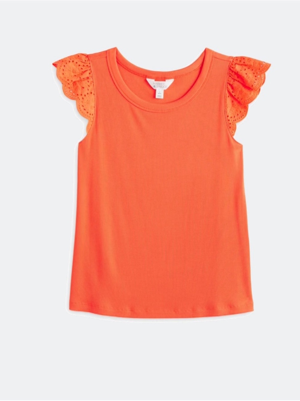 Market & Spruce Womens Bright Orange Ruffle Sleeve Tank